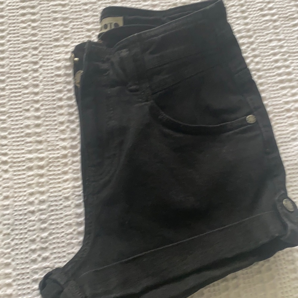 Top shop Moto high rise black jean shorts